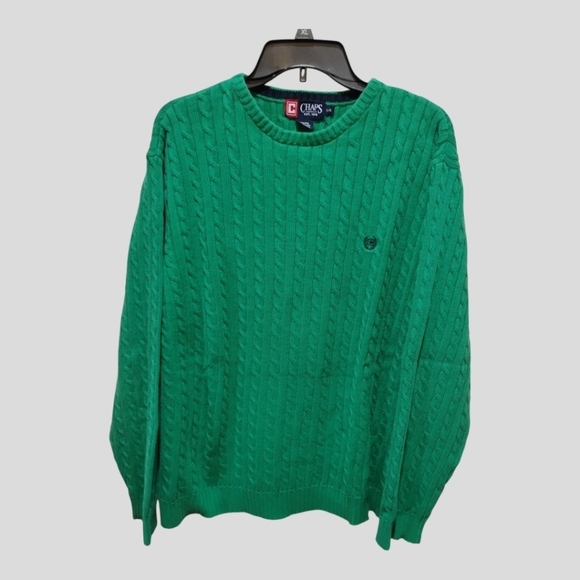 Chaps Ralph Lauren crewneck green golf sweater. Size large. C80 - Picture 5 of 5